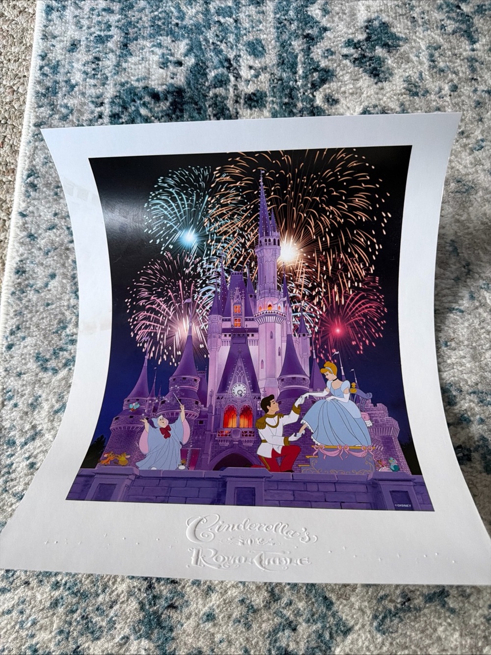Disney Cinderella Castle Fireworks Poster - Purple & Gold Accents